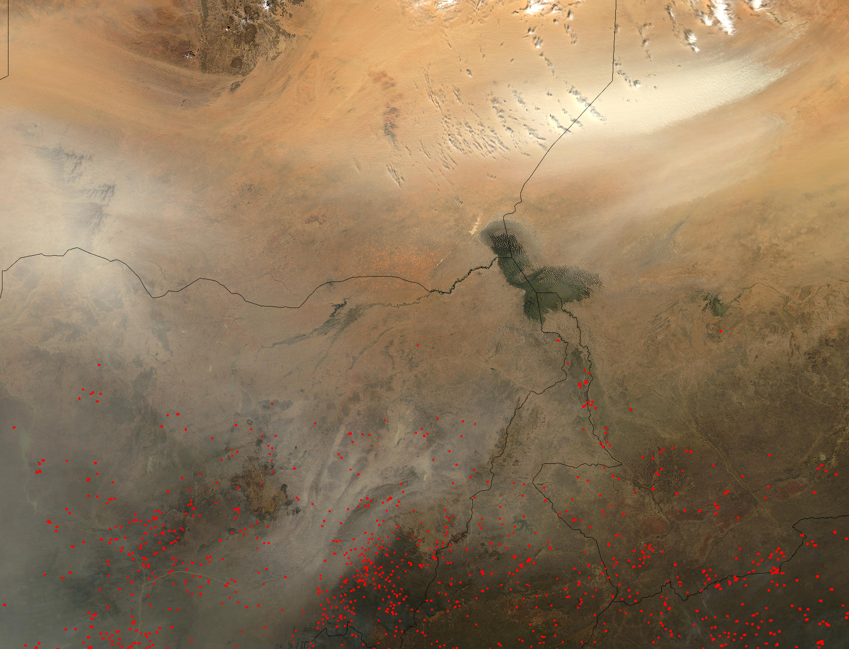 Dust storm in Bodele Depression, Chad (afternoon overpass) - related image preview