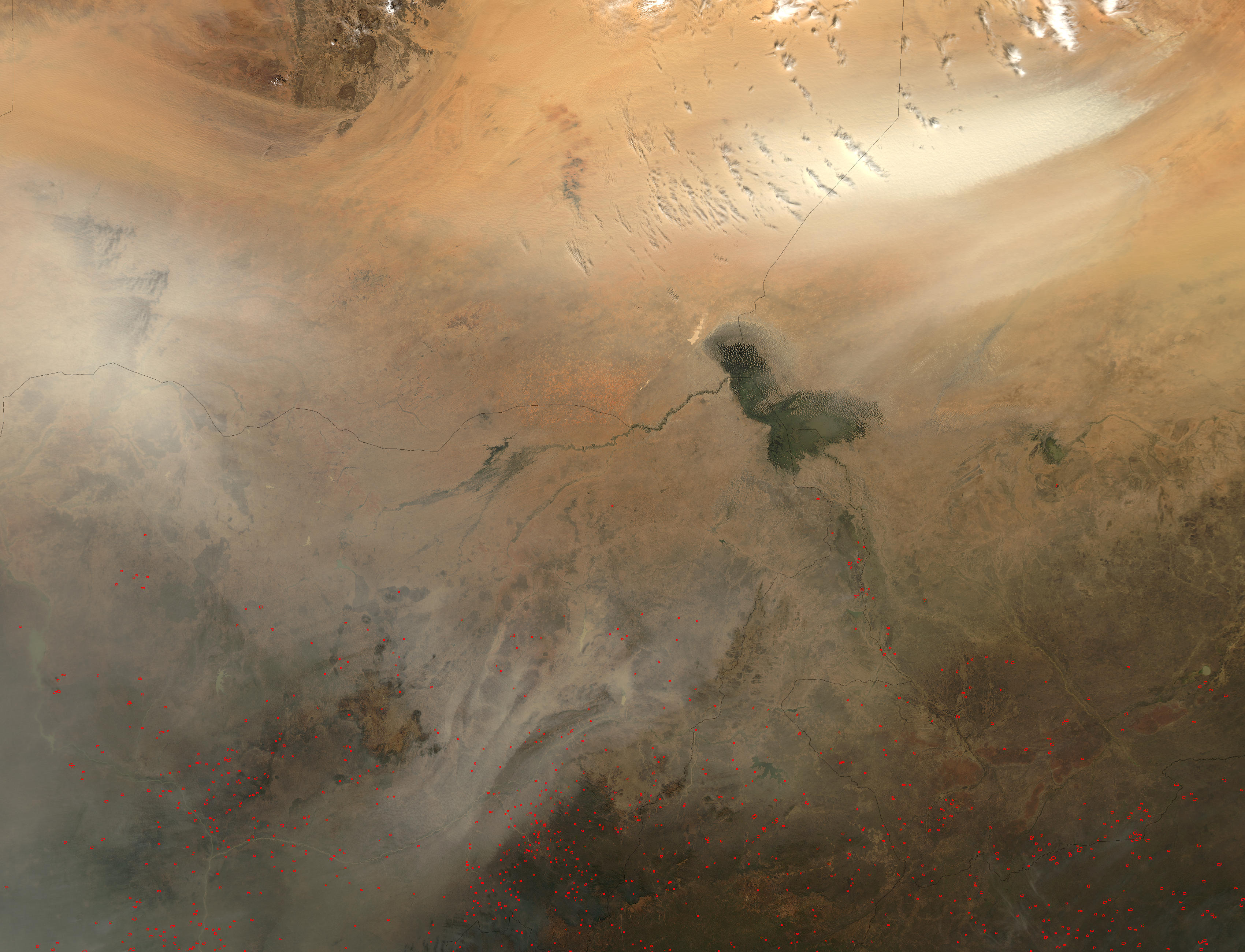 Dust storm in Bodele Depression, Chad (afternoon overpass) - related image preview