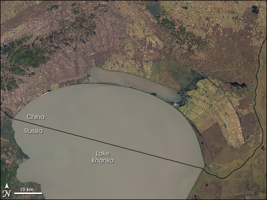 Lake Khanka in  Eastern Russia and China