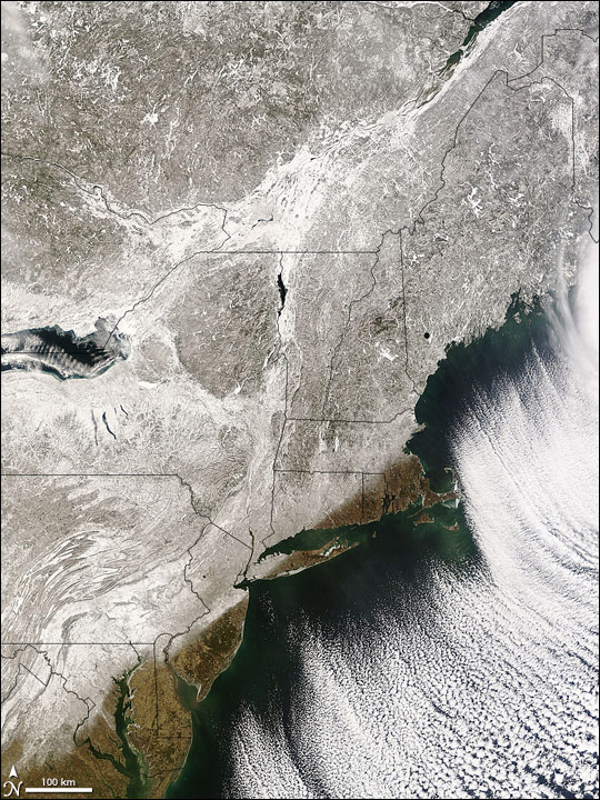 Snow over the Northeastern United States