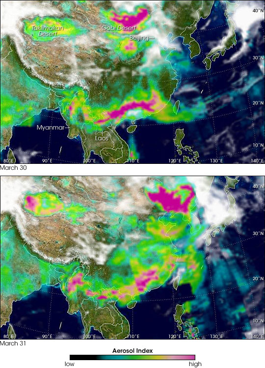 Springtime Aerosols over Eastern Asia - related image preview