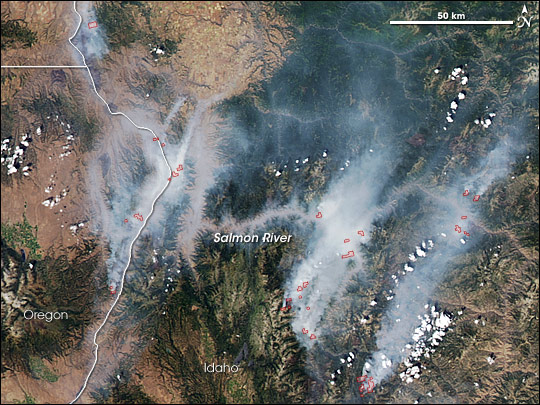 Fires along the Salmon River, Idaho