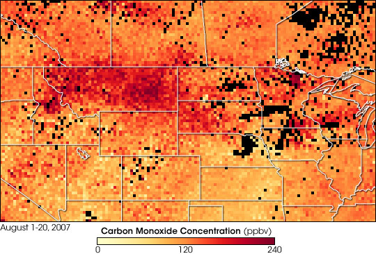 Smoke over the Northern United States