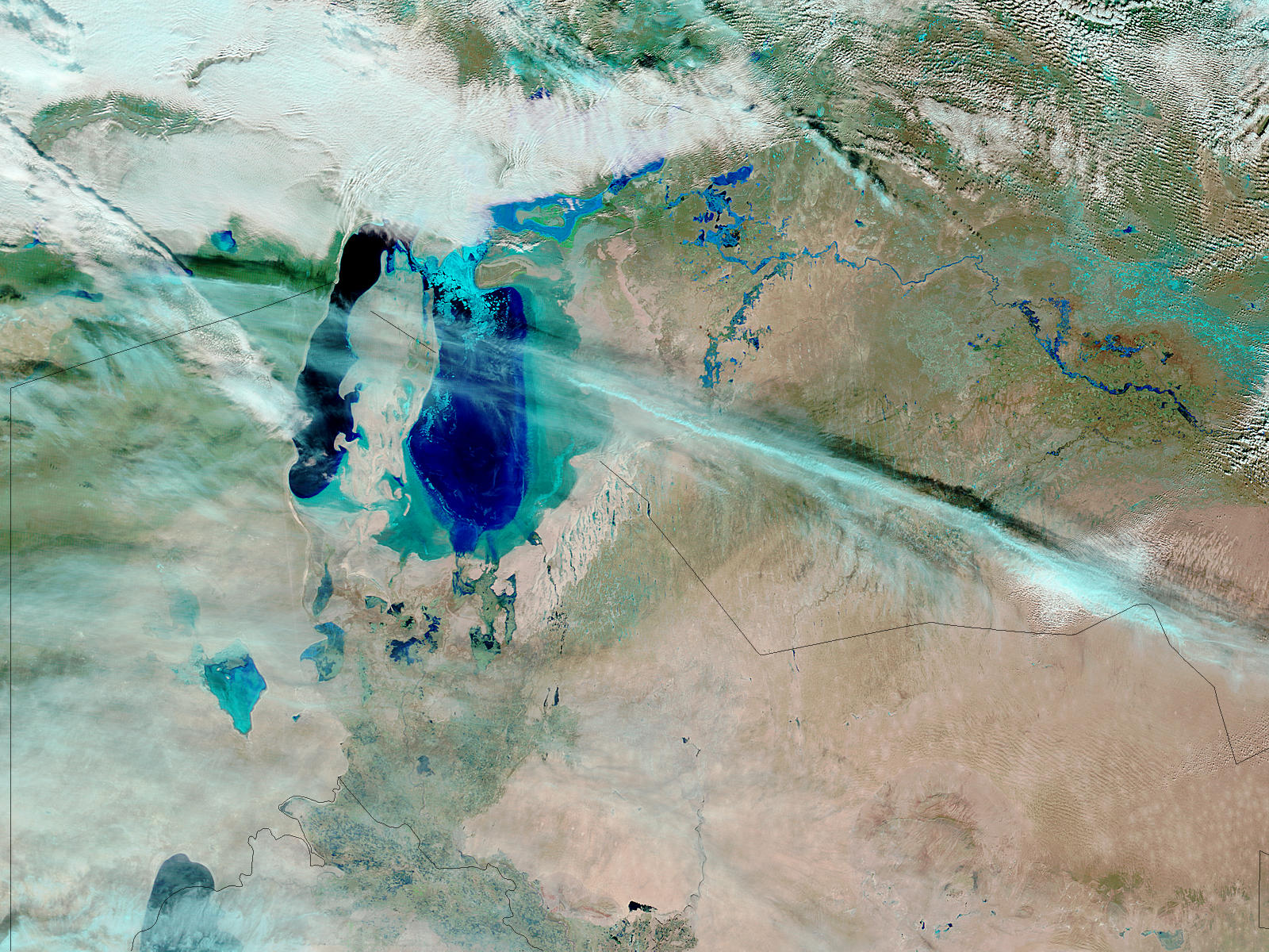 Floods along the Syr Darya River, Kazakhstan (false color) - related image preview