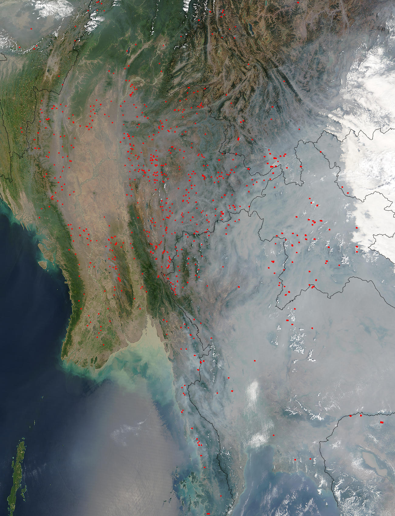 Fires and smoke across Indochina - related image preview