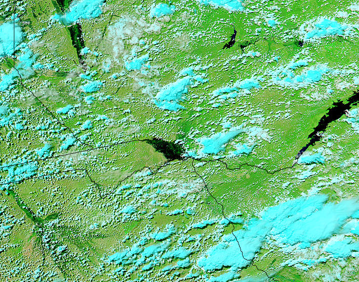 Floods in the Caprivi Strip along the Zambezi River, Namibia (false color) - related image preview