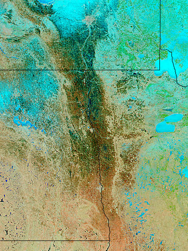 Red River in North Dakota and Minnesota (before floods, false color) - related image preview