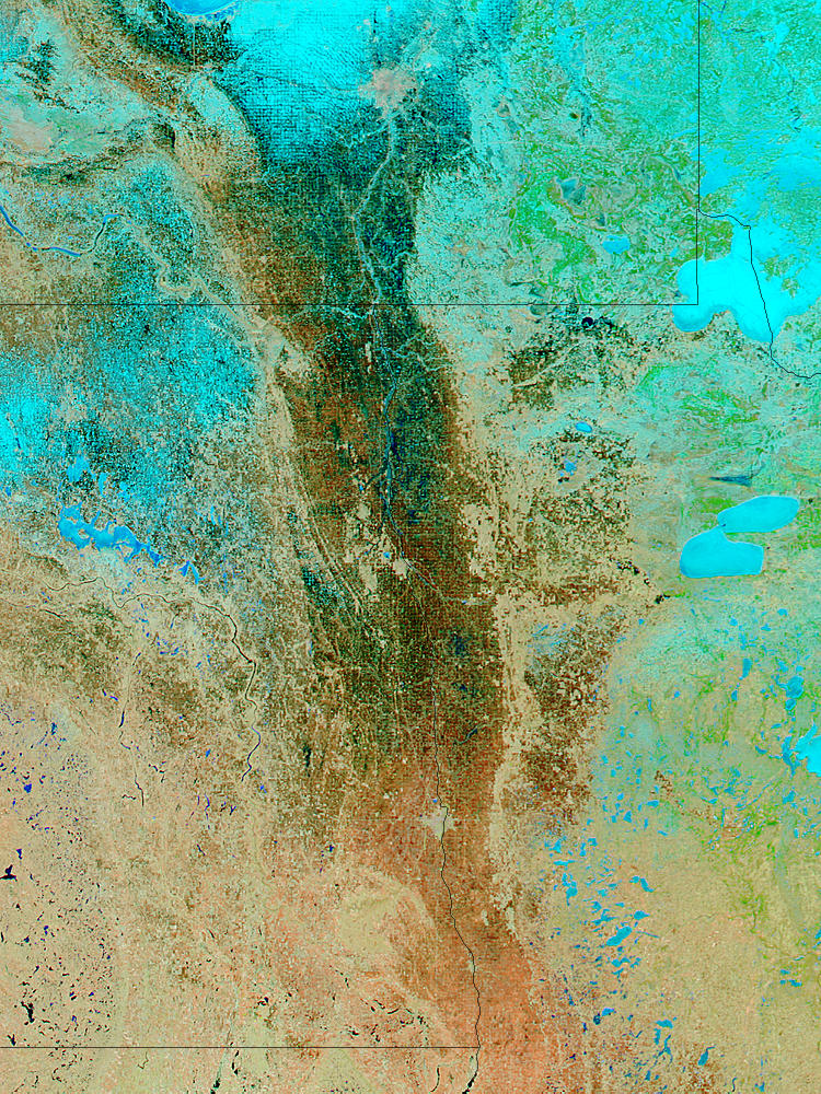 Red River in North Dakota and Minnesota (before floods, false color) - related image preview