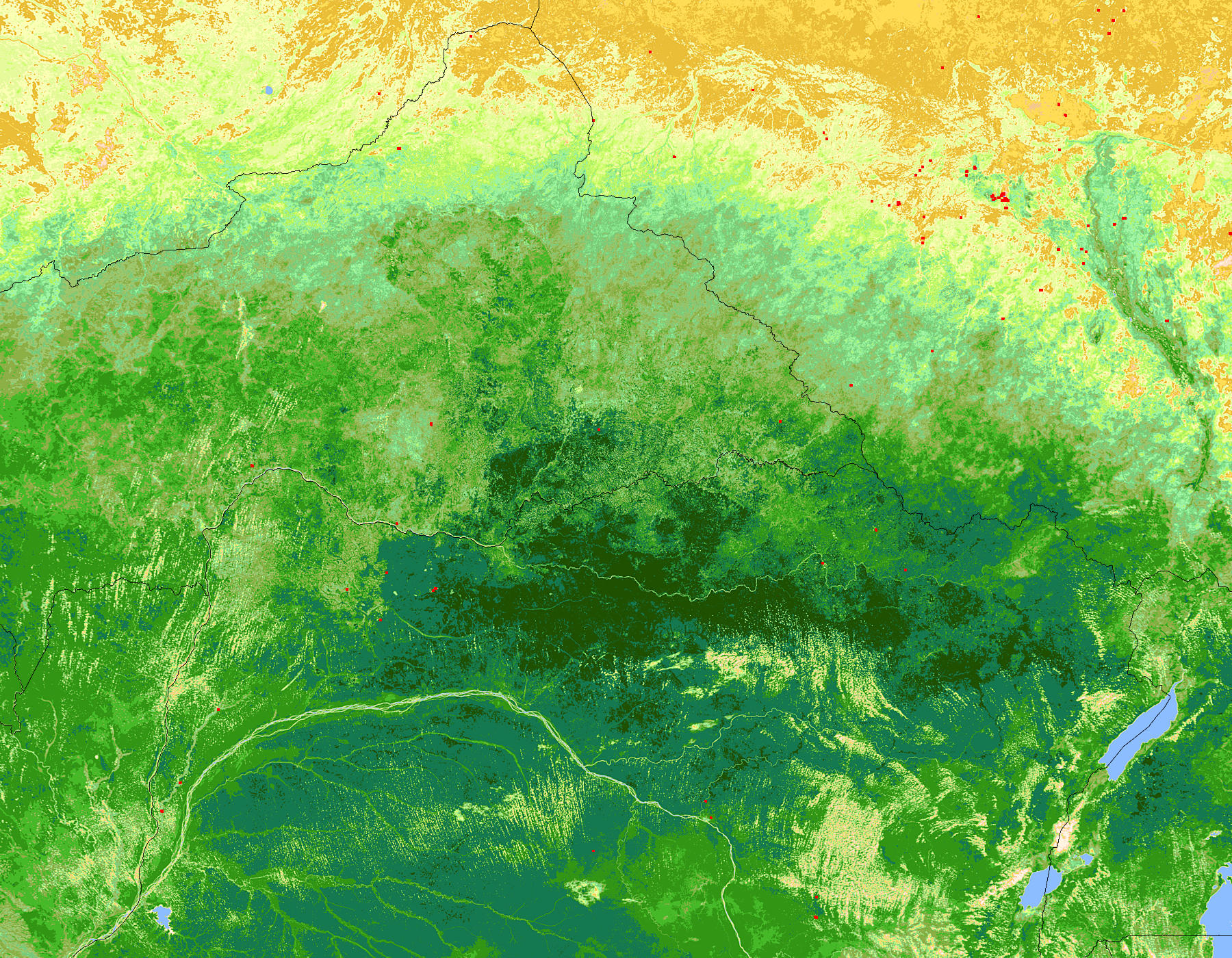 Normalized Difference Vegetation Index (NDVI) image of Central Africa - related image preview