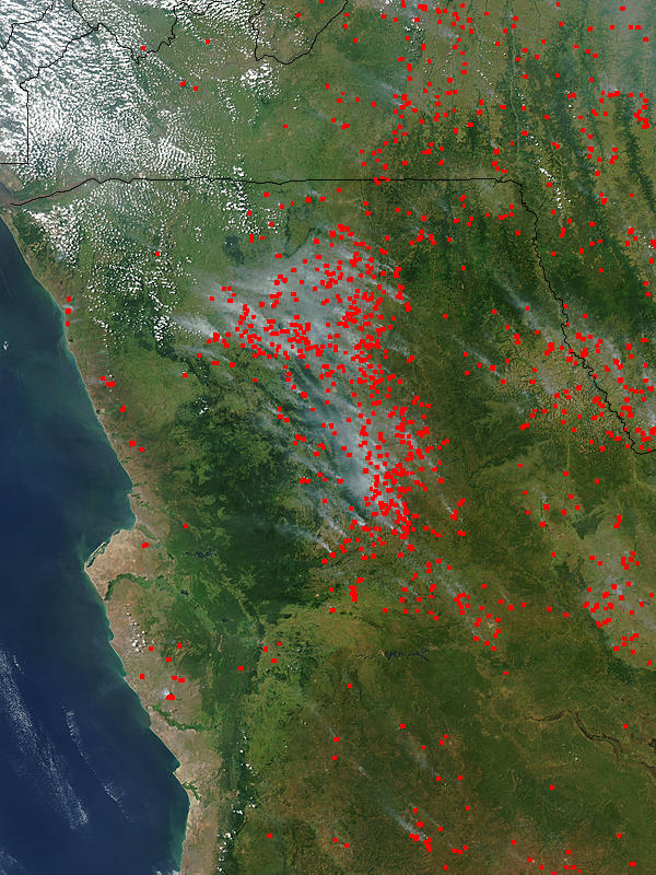 Fires in Northern Angola (afternoon overpass) - related image preview