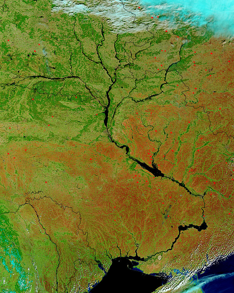 The Dnepr River and its tributaries, Ukraine (false color) - related image preview