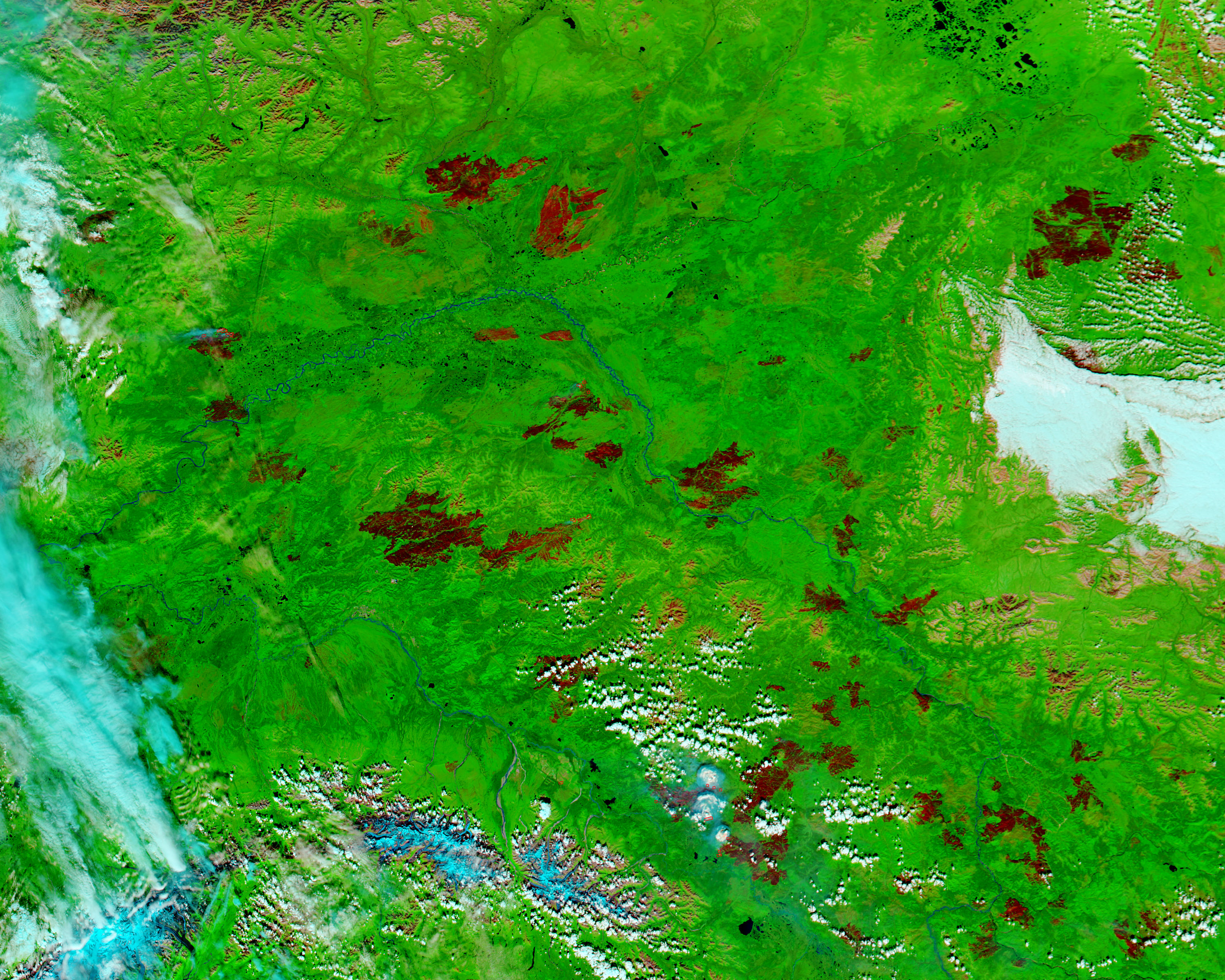 Burn scars in Central Alaska (false color) - related image preview