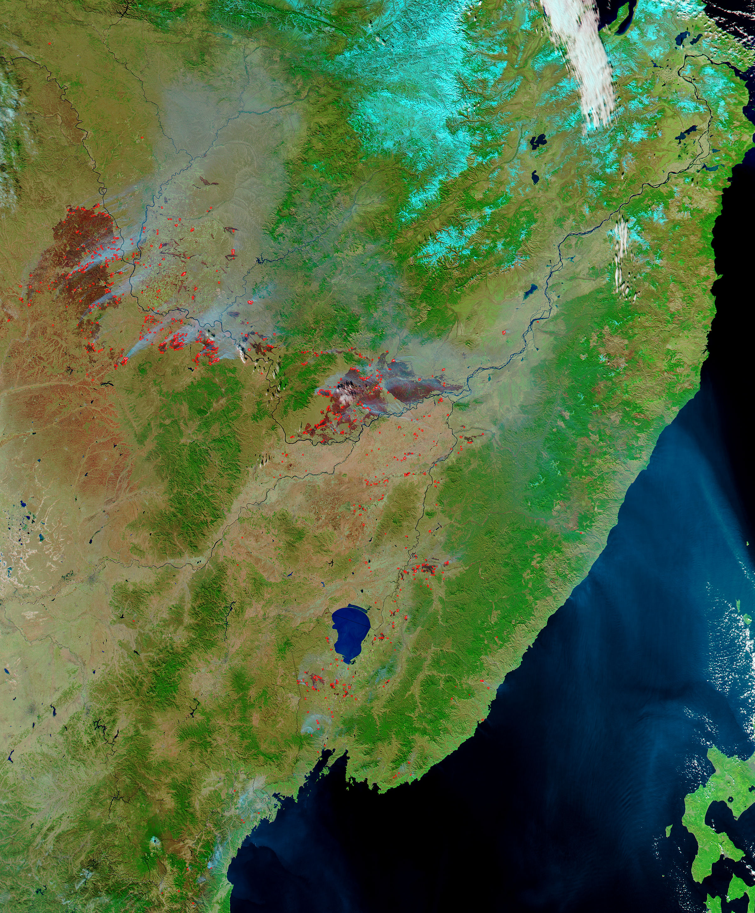 Fires, smoke, and burn scars in northern China and eastern Russia - related image preview