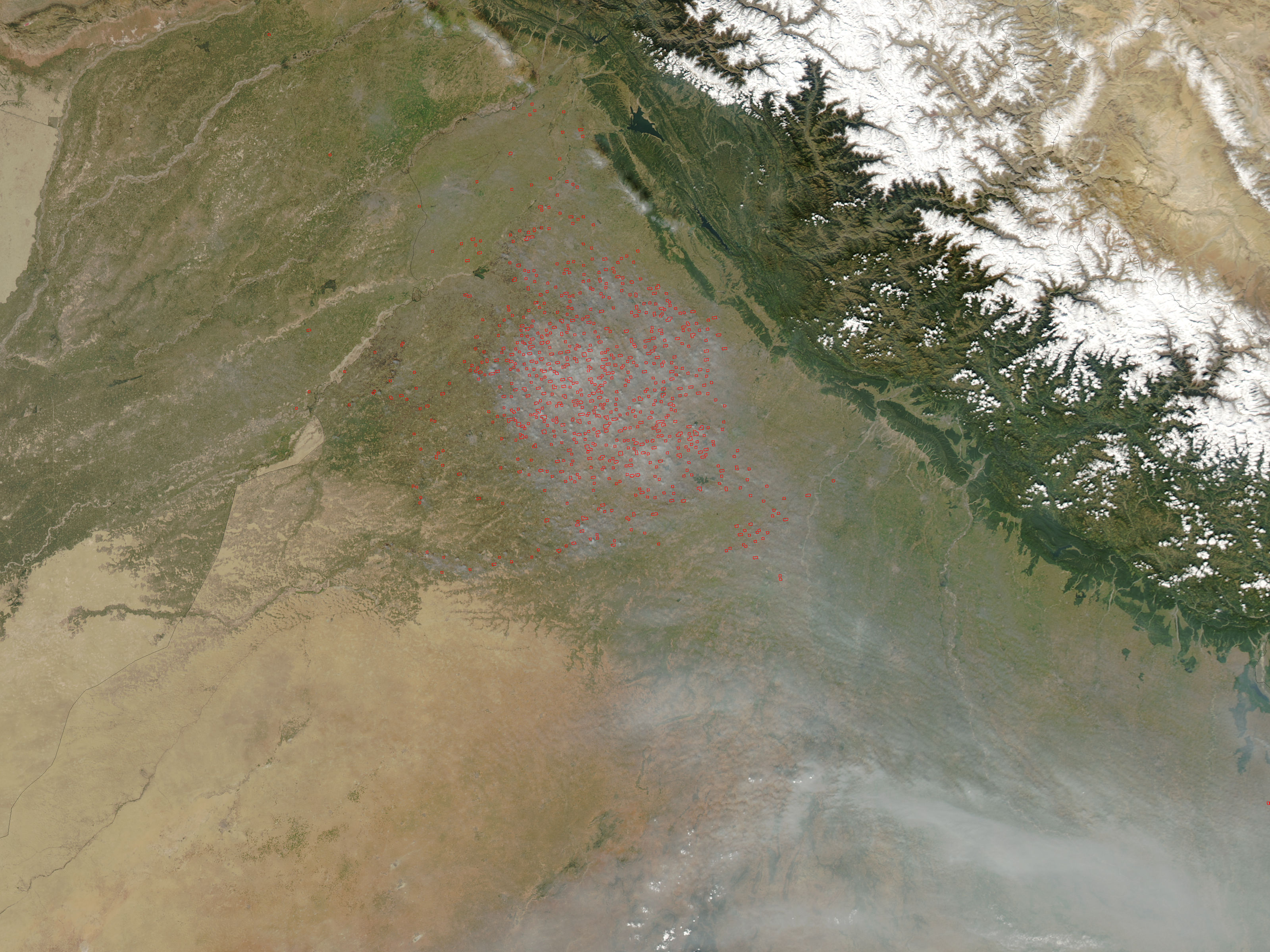 Intense agricultural fires and smoke in Northwest India - related image preview