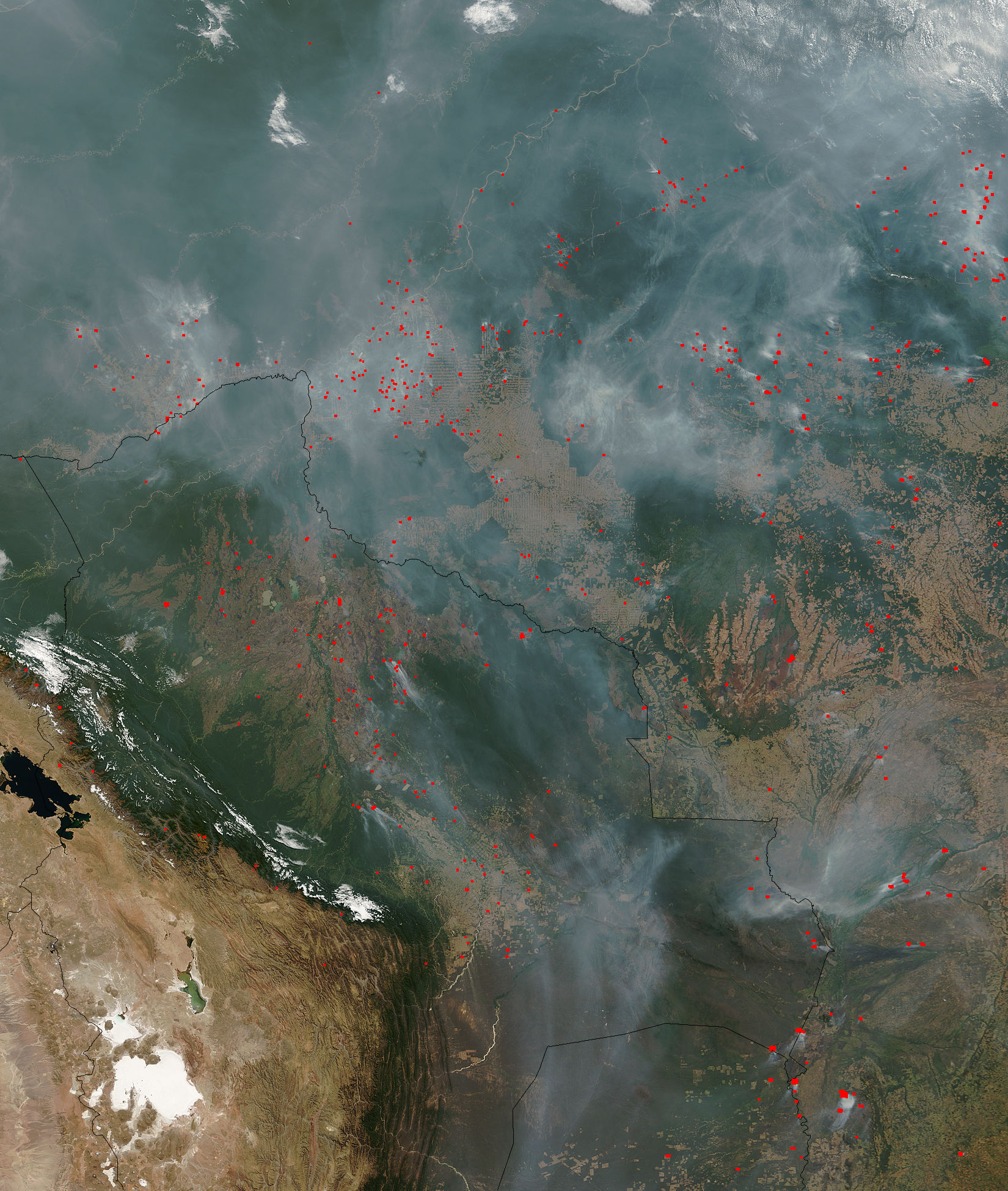 Fires and smoke in central South America - related image preview