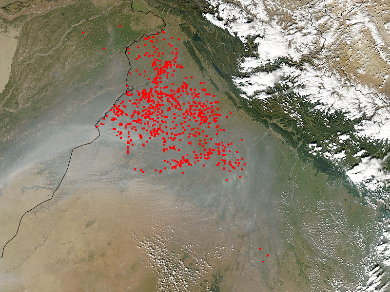 Intense agricultural fires and smoke in Northwest India - related image preview