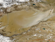 Dust storm in Taklimakan Desert, Western China - selected image