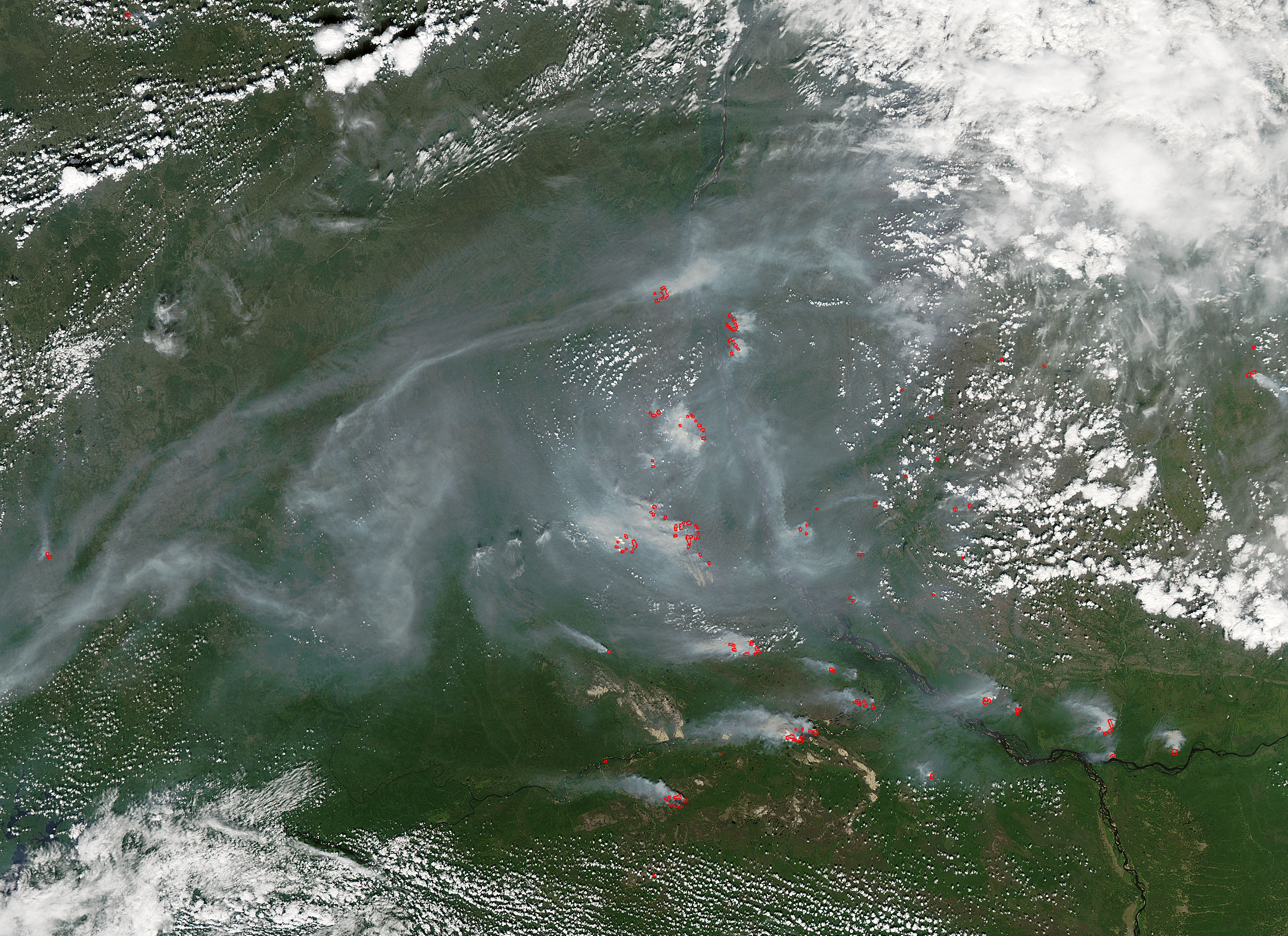 Fires and smoke in central Siberia - related image preview