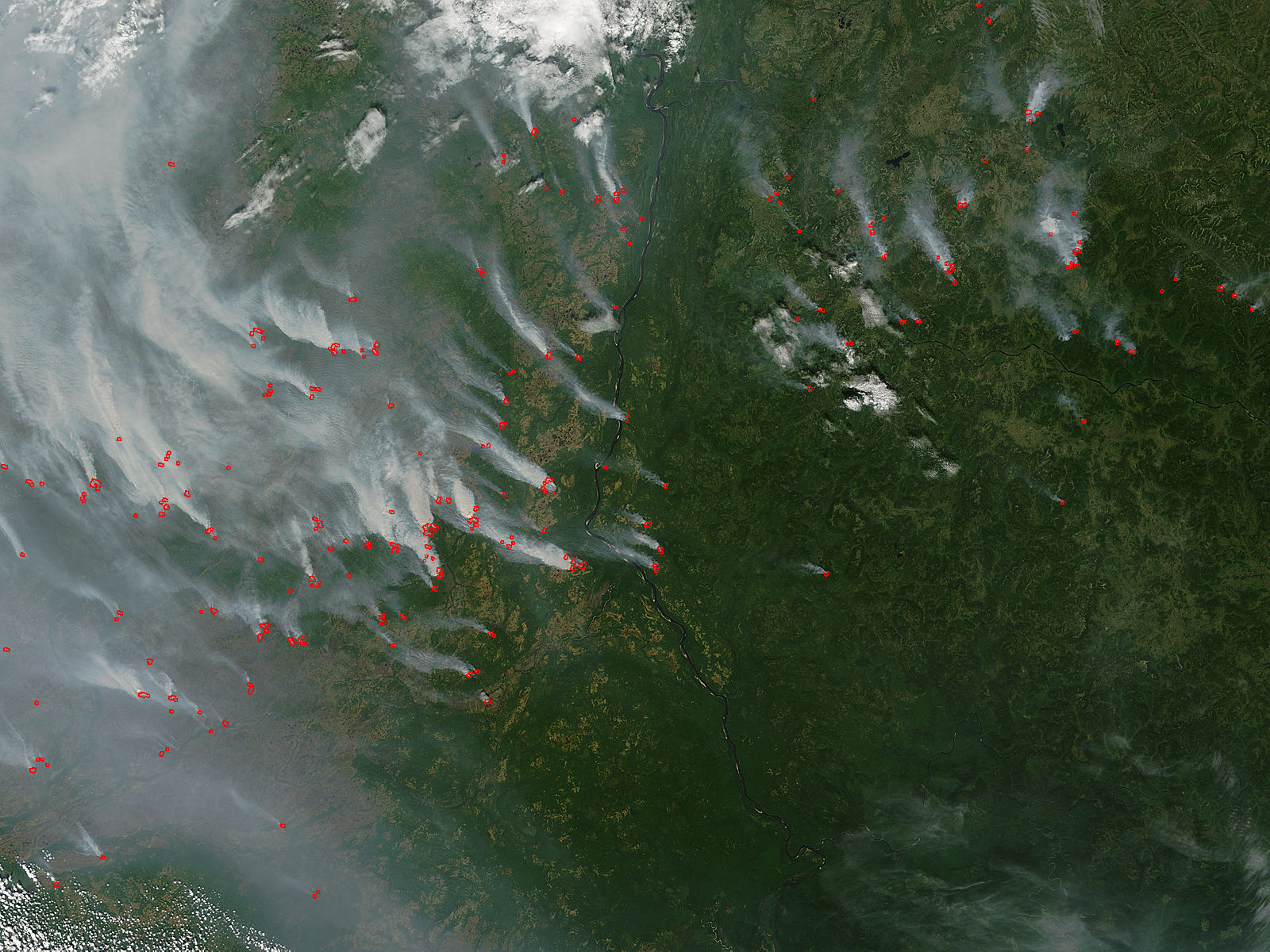 Fires and smoke in central Siberia - related image preview