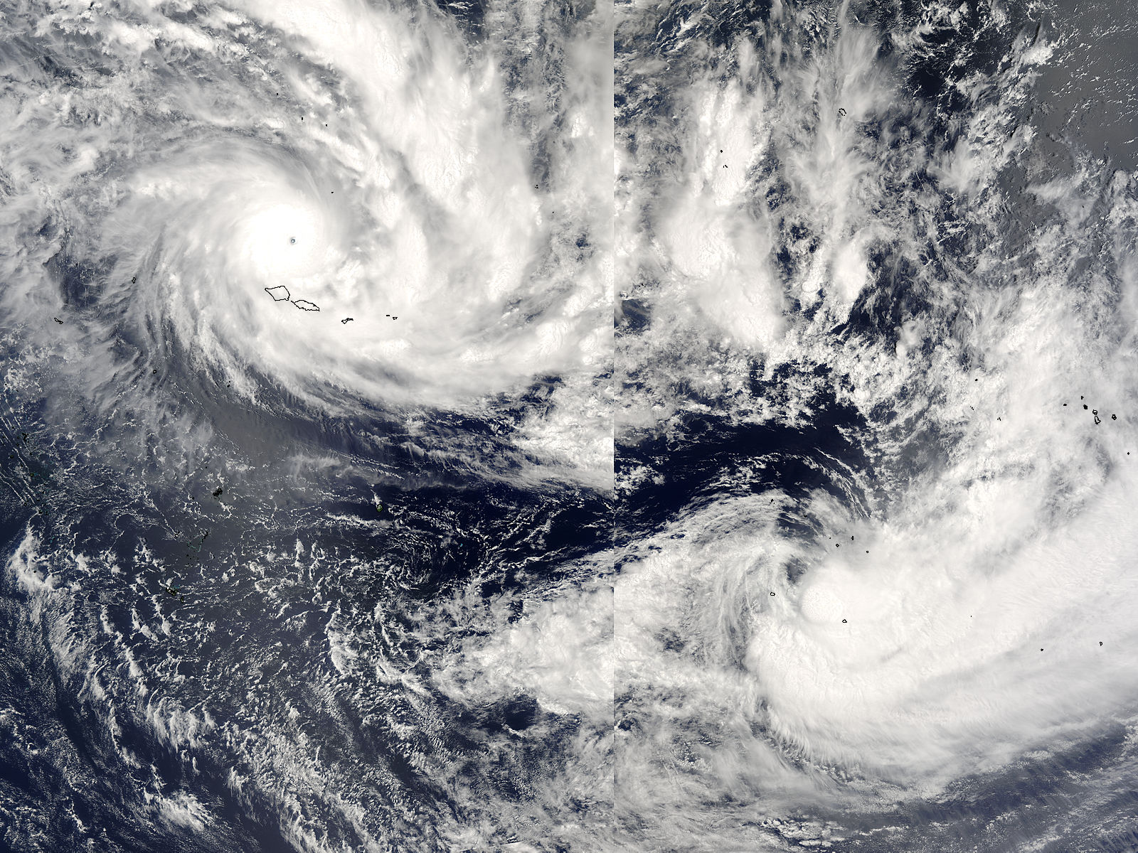 Cyclones Olaf and Nancy in the South Pacific - related image preview