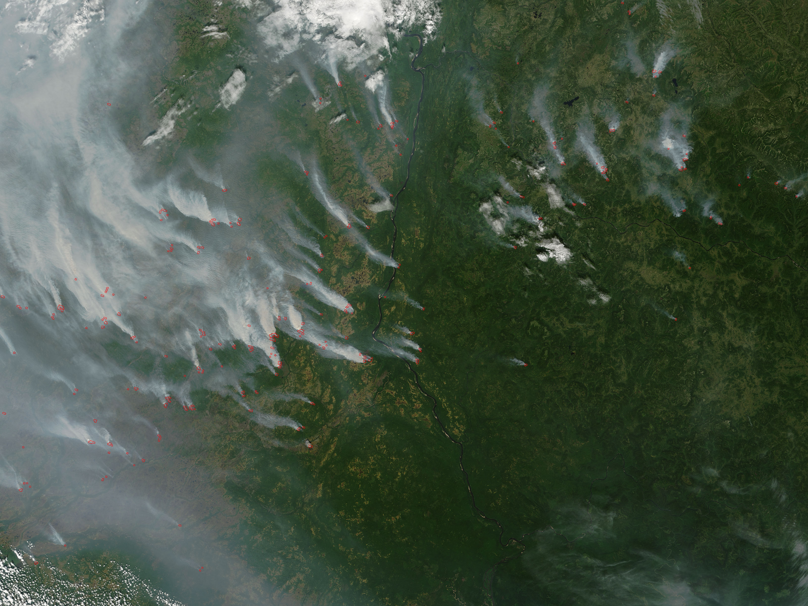 Fires and smoke in central Siberia