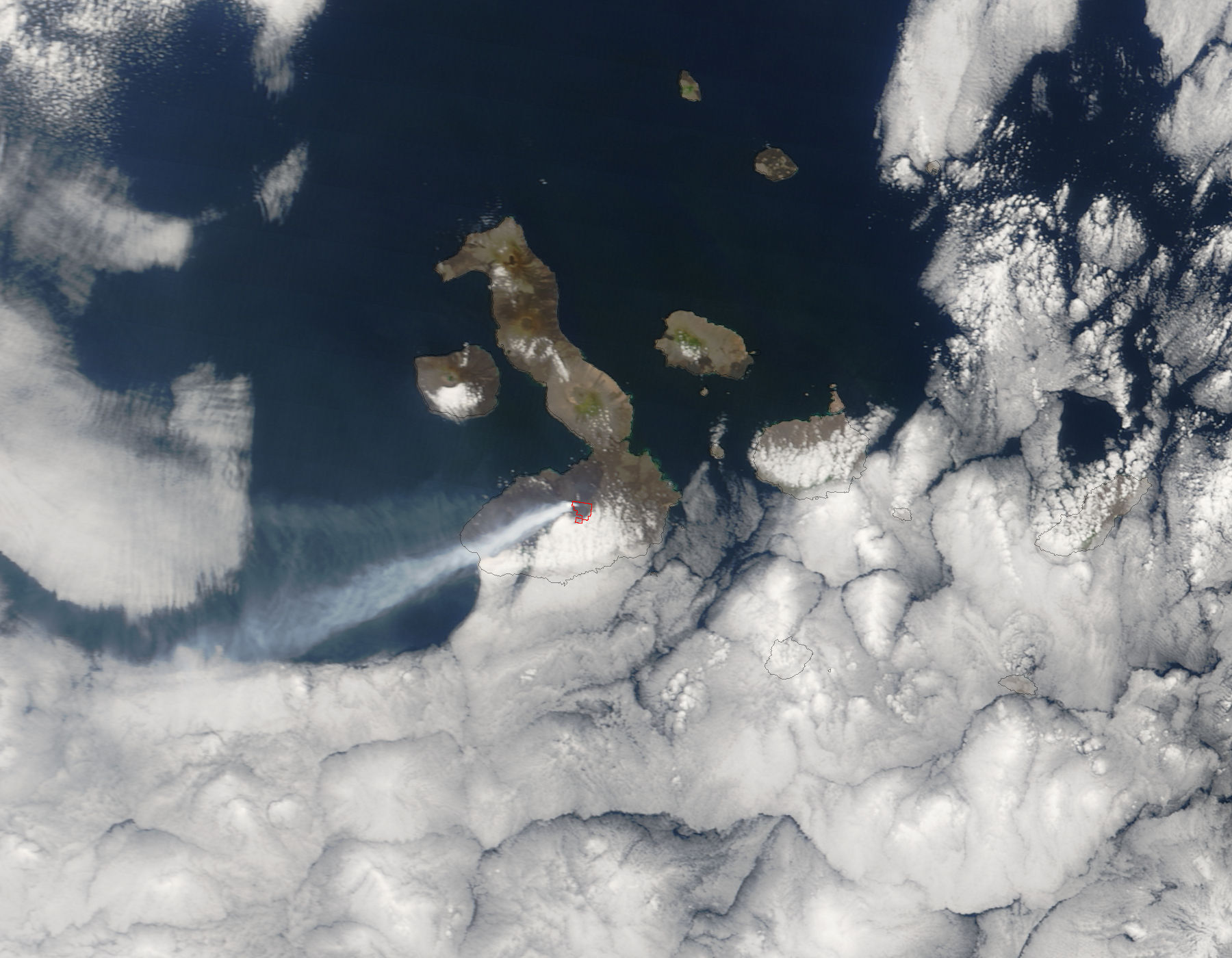 Ash plume from Sierra Negra Volcano, Galapagos Islands - related image preview