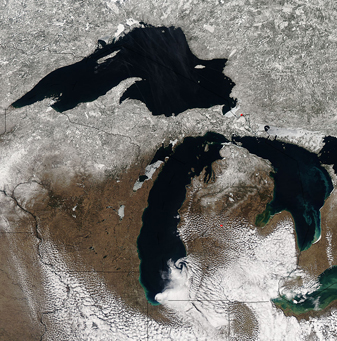 Snow and ice covering the Great Lakes region - related image preview