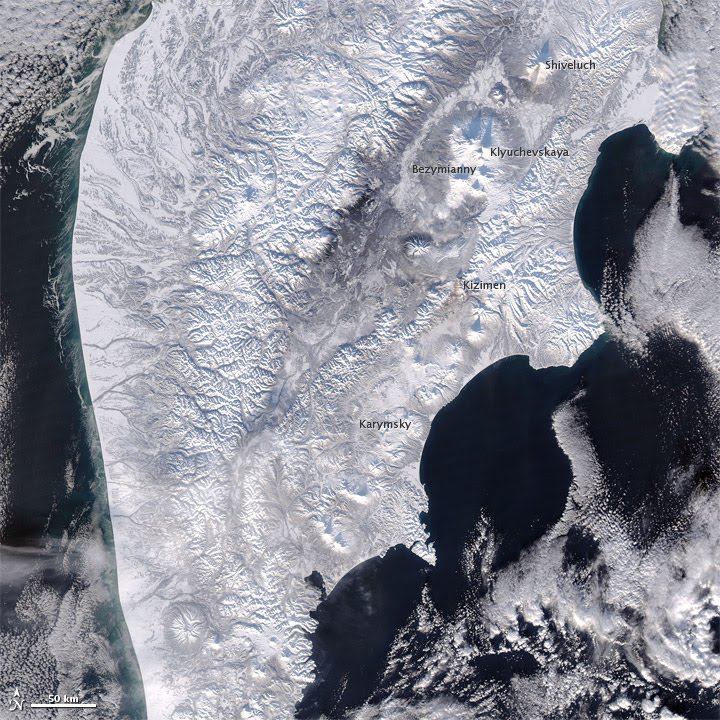 Snow and Volcanoes on Kamchatka