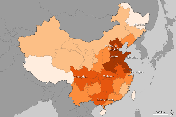 Satellites Map Fine Aerosol Pollution Over China