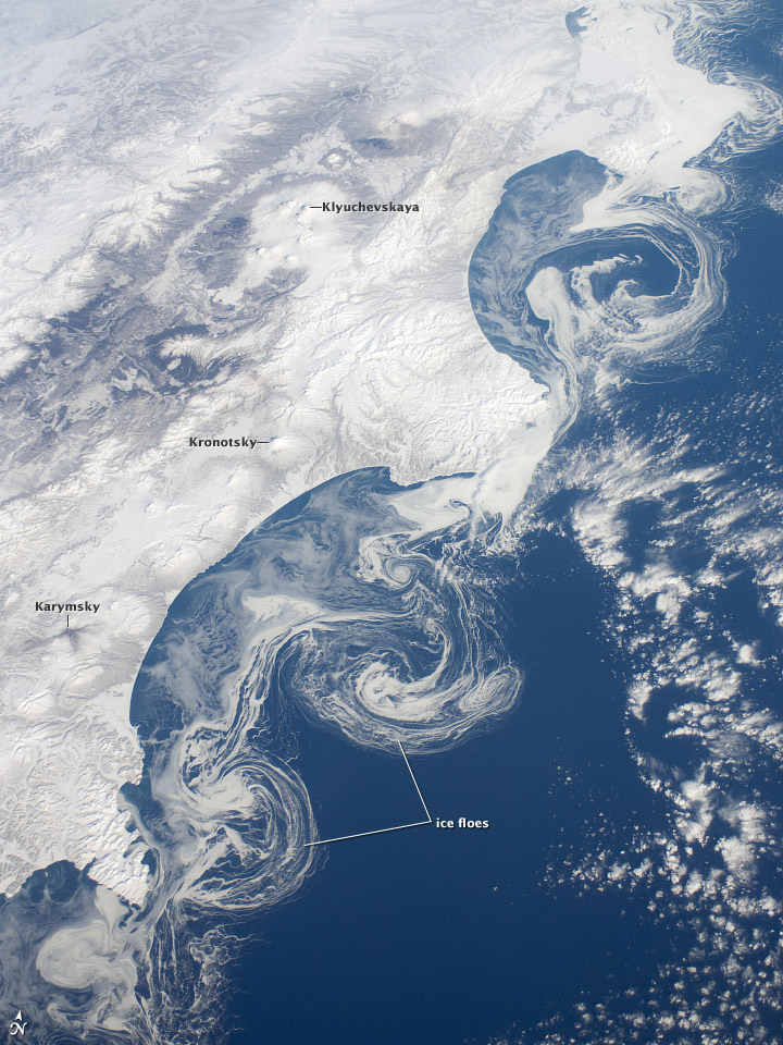 Ice Floes Along the Kamchatka Coastline