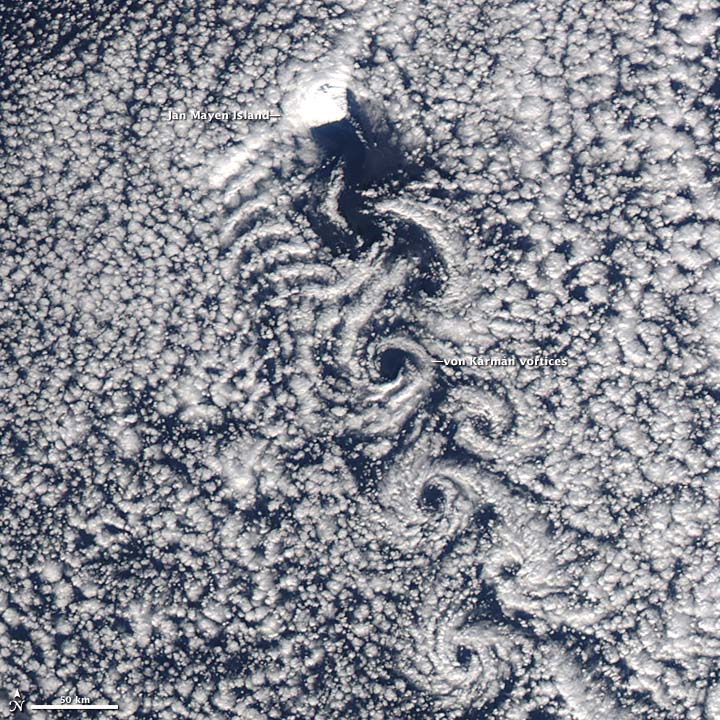 Von Kármán Vortices in the Greenland Sea