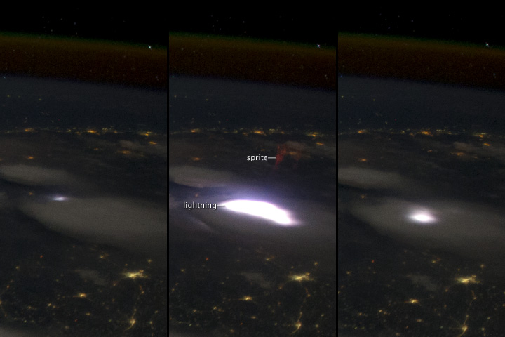 Elusive Sprite Captured from the International Space Station - related image preview