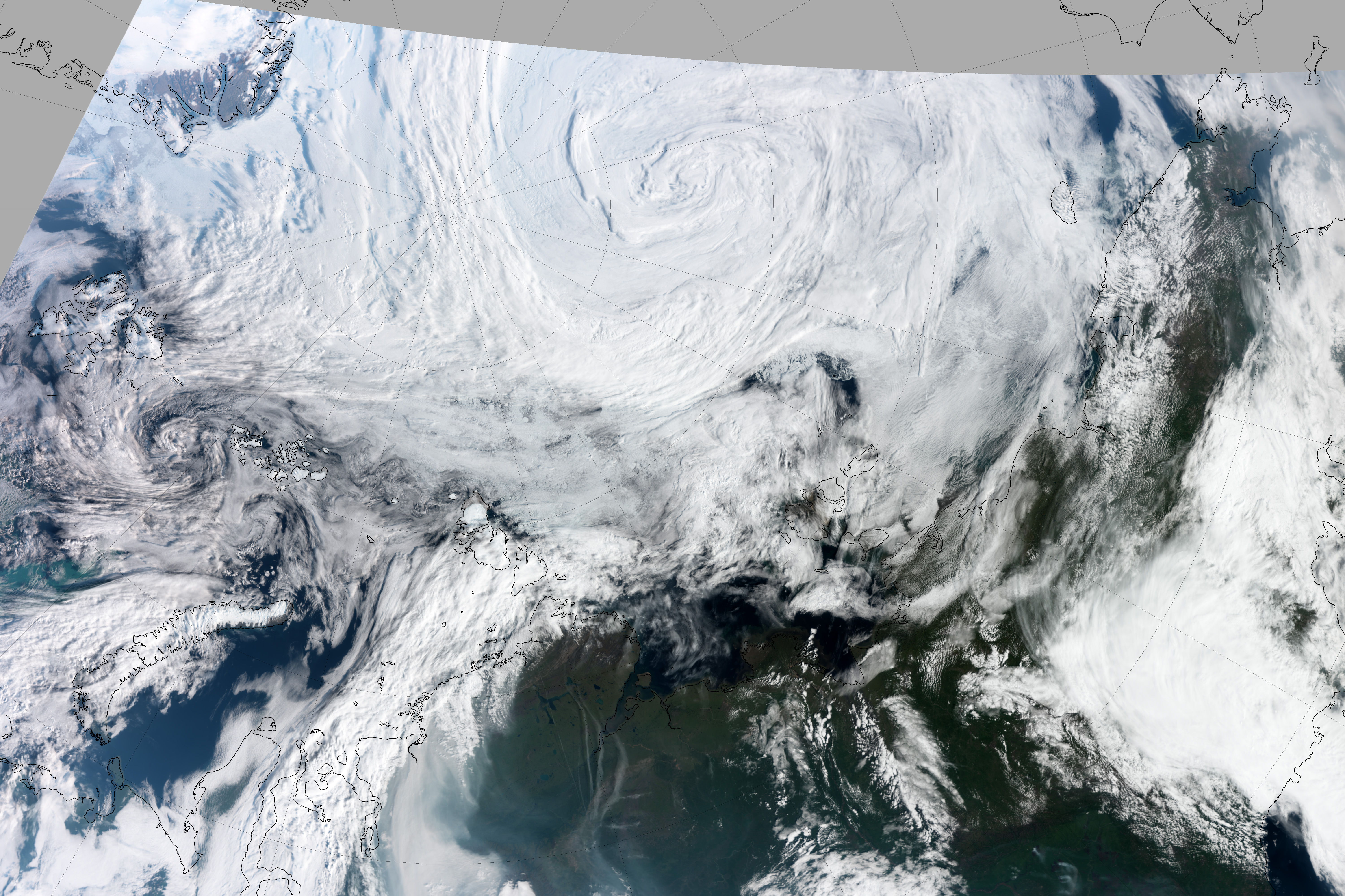 Strong Summer Cyclone Churns Over the Arctic  - related image preview
