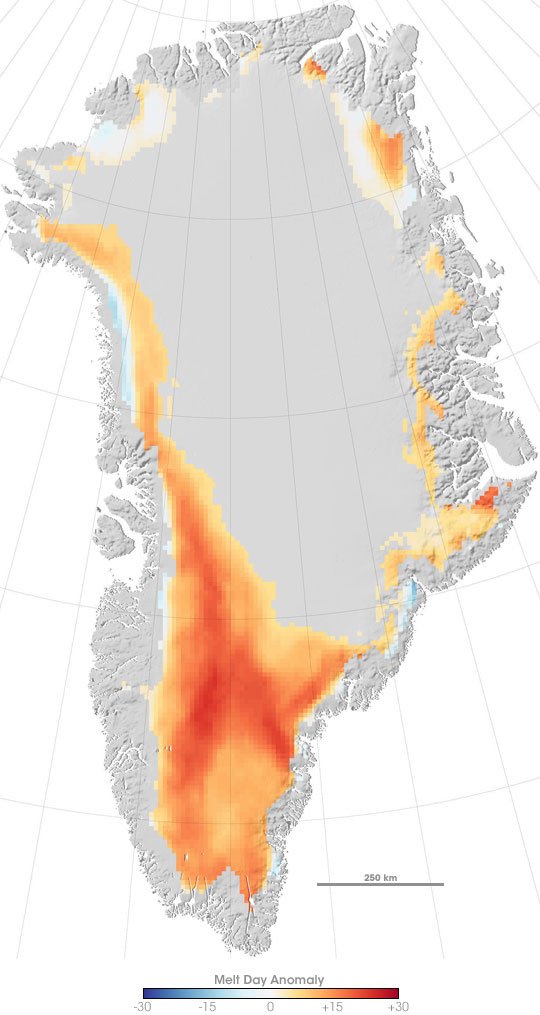 Melting Anomalies on Greenland in 2007