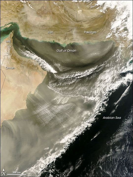 Dust over Gulf of Oman, Arabian Sea