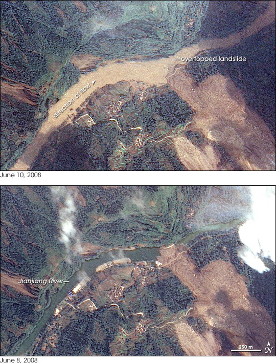 Dam Breach Swells Jianjiang River