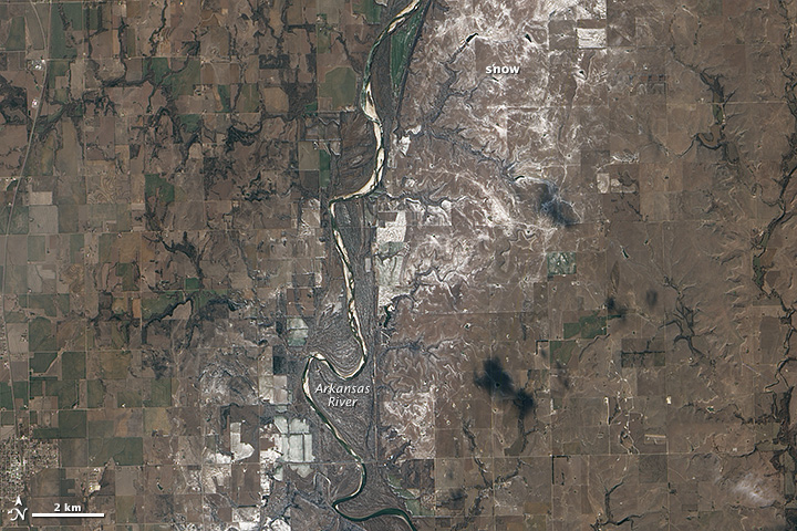 Narrow band of snow along the Arkansas River - related image preview