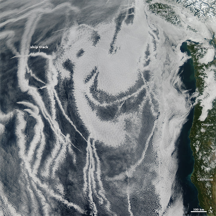 Ship Tracks off North America