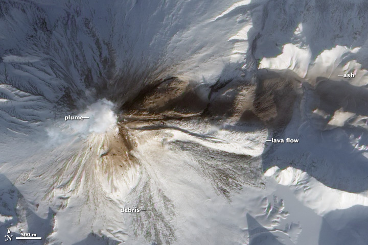 Ash and Debris on Kizimen Volcano