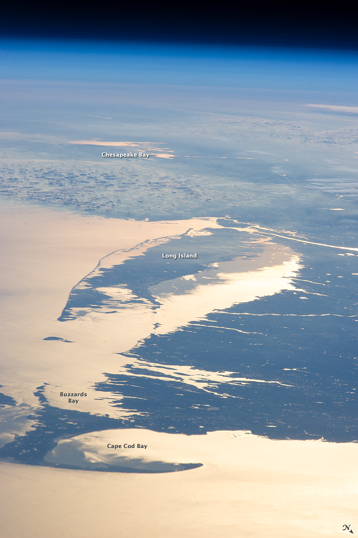 Northeastern USA Coastline in Sunglint