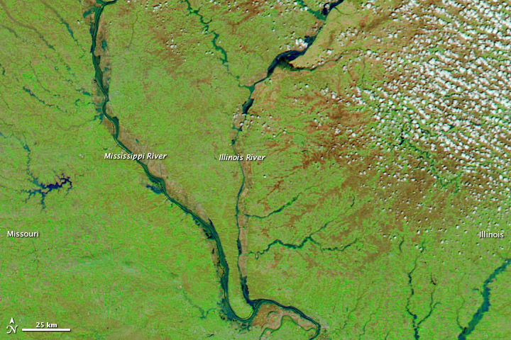 Flood Waters along the Mississippi and Illinois Rivers