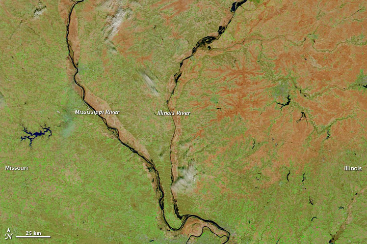 Flood Waters along the Mississippi and Illinois Rivers
