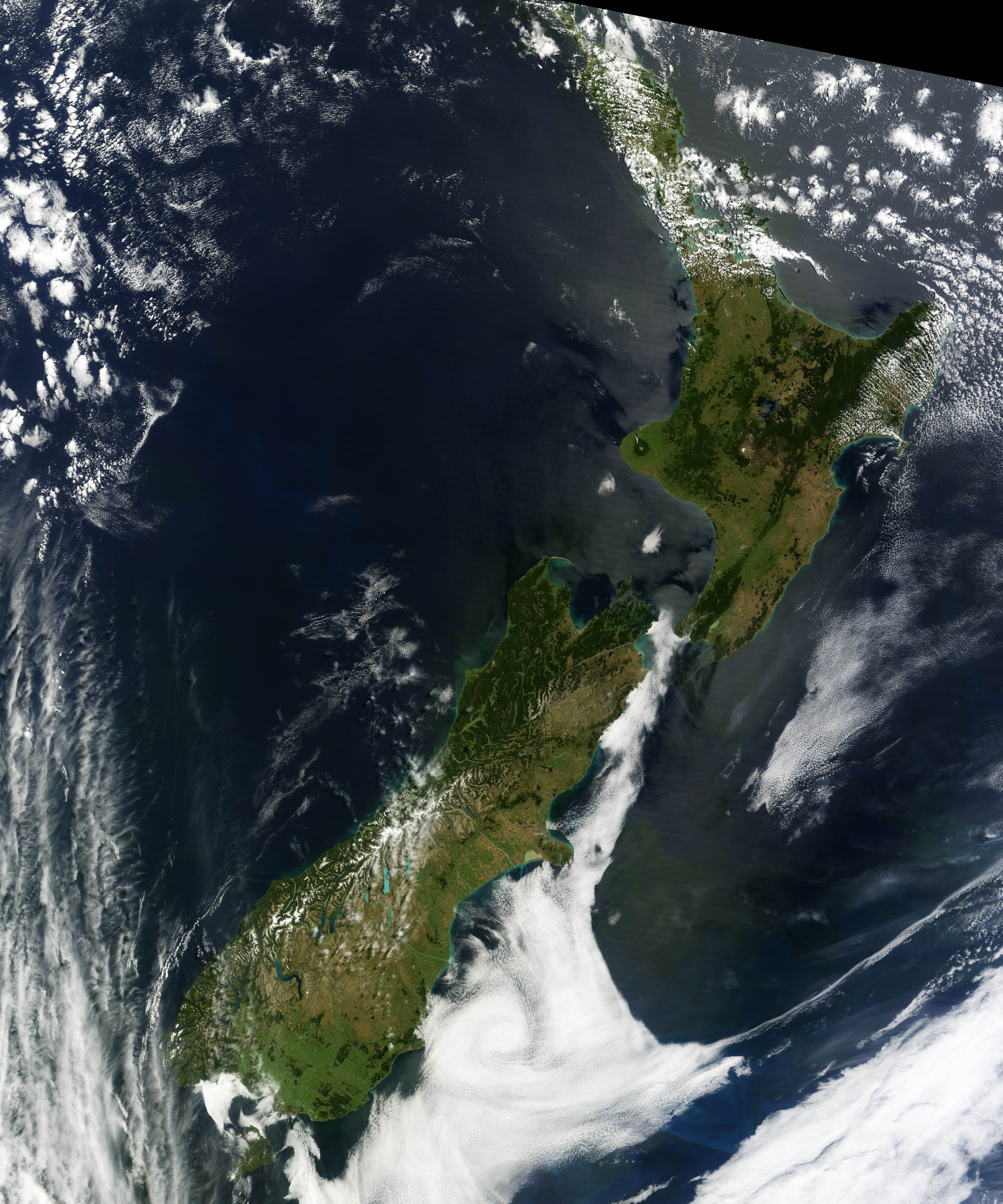 Новая Зеландия вид из космоса