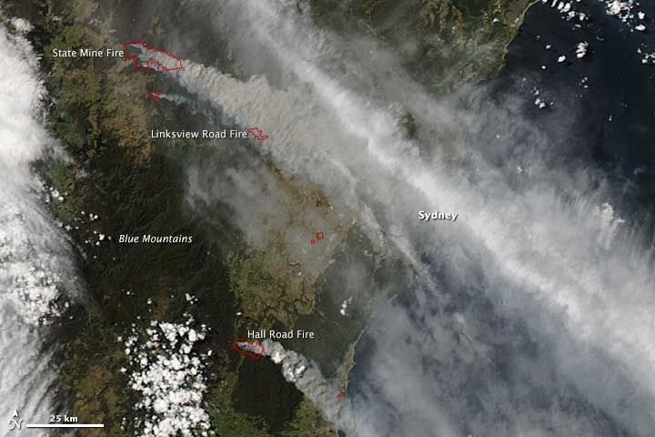 Fires Around Sydney, Australia