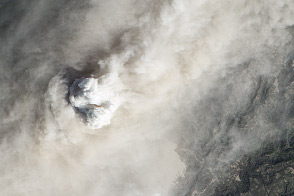 Roiling Ash Plume above Sinabung Volcano
