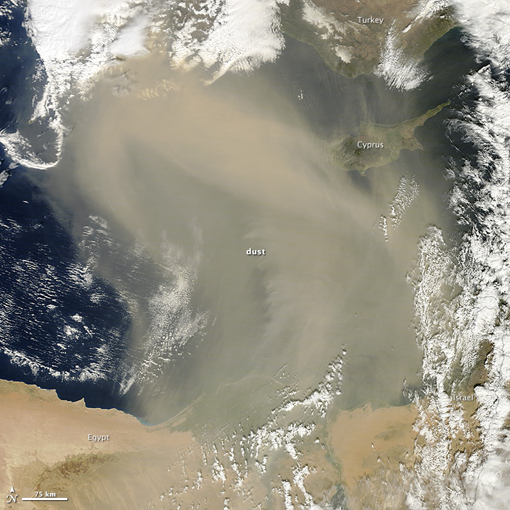 Dust Storm over the Mediterranean Sea