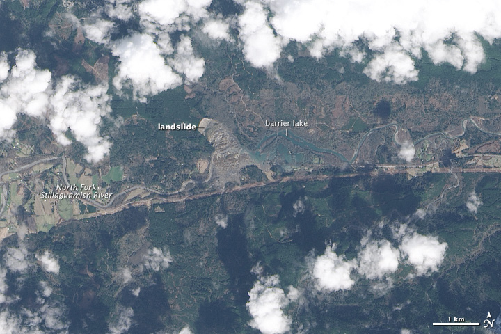 Landslide and Barrier Lake near Oso, Washington