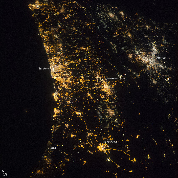 Eastern Mediterranean Coastline at Night