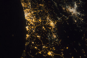 Eastern Mediterranean Coastline at Night