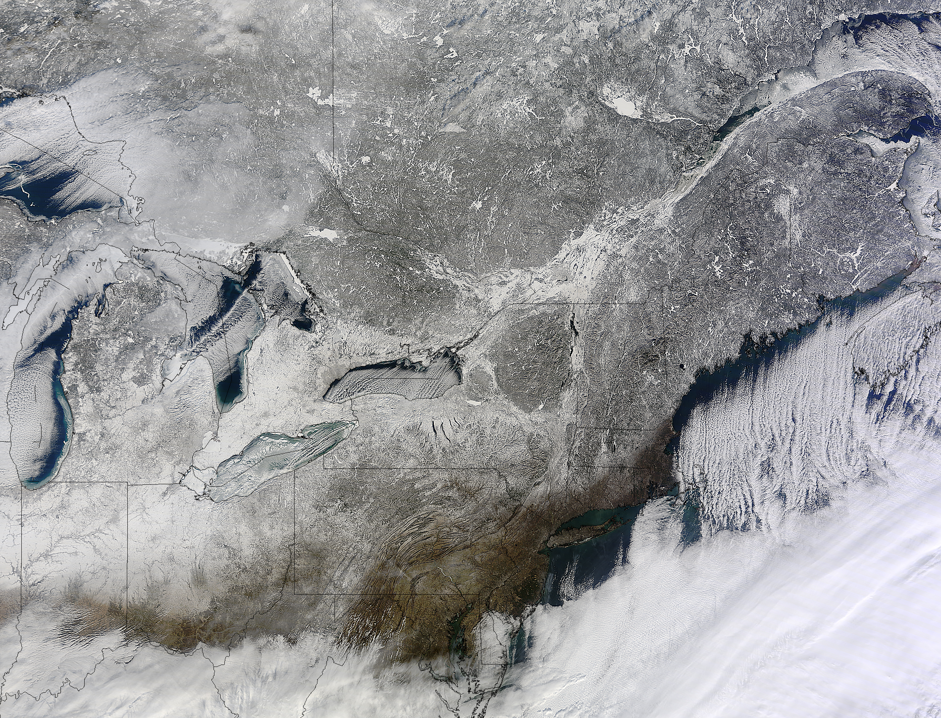 Снимки со спутника зимой